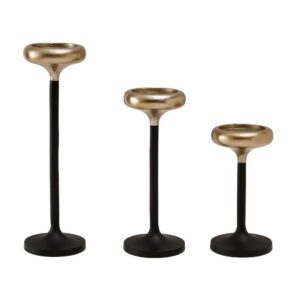 3er-Set Kerzenständer Iresh Gold und Schwarz | PTMD