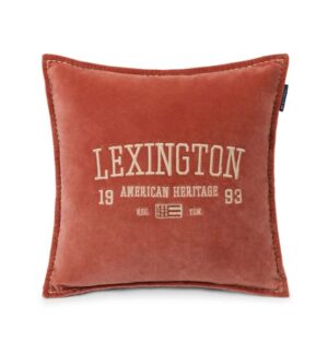 Logo Message Cotton Velvet Pillow Cover, Rustic Brown