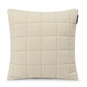 Quilted Cotton Velvet Pillow Cover, Light Beige