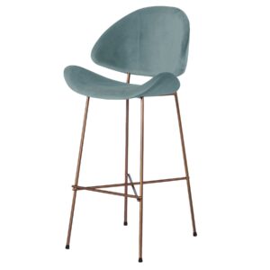 Freudenreich Interior Design | Barhocker Cheri Bar Velours Copper High hellblau