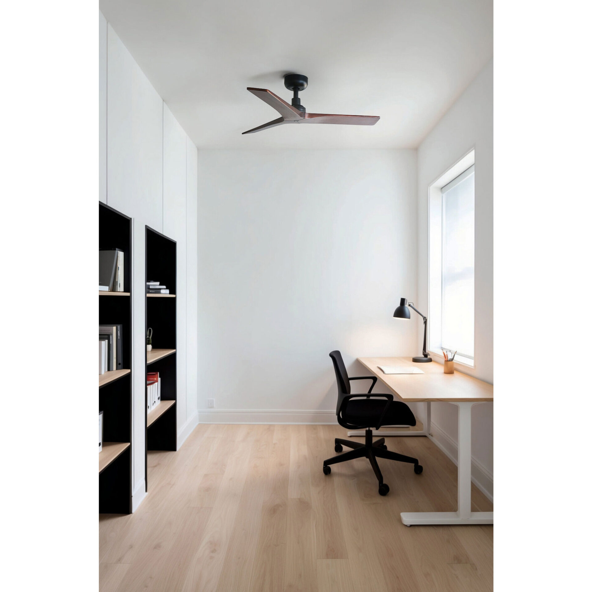 Freudenreich Interior Design | Deckenventilator FARO Barcelona KLIM schwarz Nussbaumholz