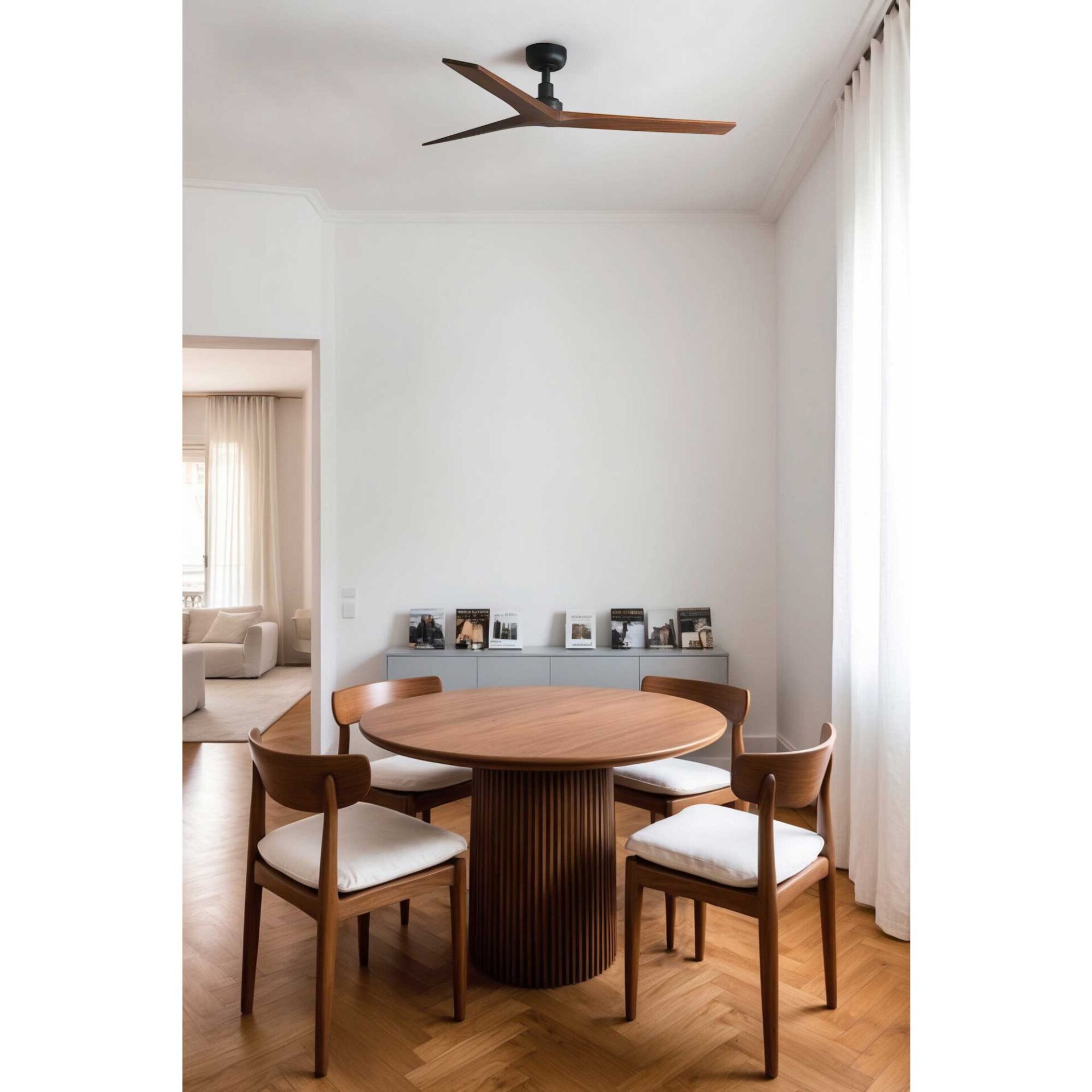 Freudenreich Interior Design | Deckenventilator FARO Barcelona KLIM schwarz Nussbaumholz